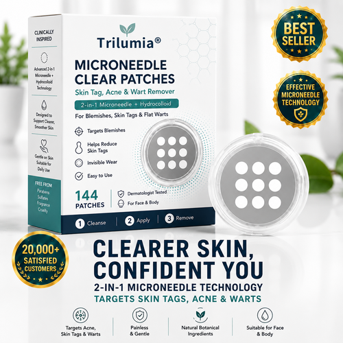 ✨2-in-1 Microneedle & Hydrocolloid Patch🍀| Removes Raised Moles, Acne, Flat Warts & Skin Tags | Helps Improve Wrinkles, Scars & Blemishes | Invisible Patches for Face & Body