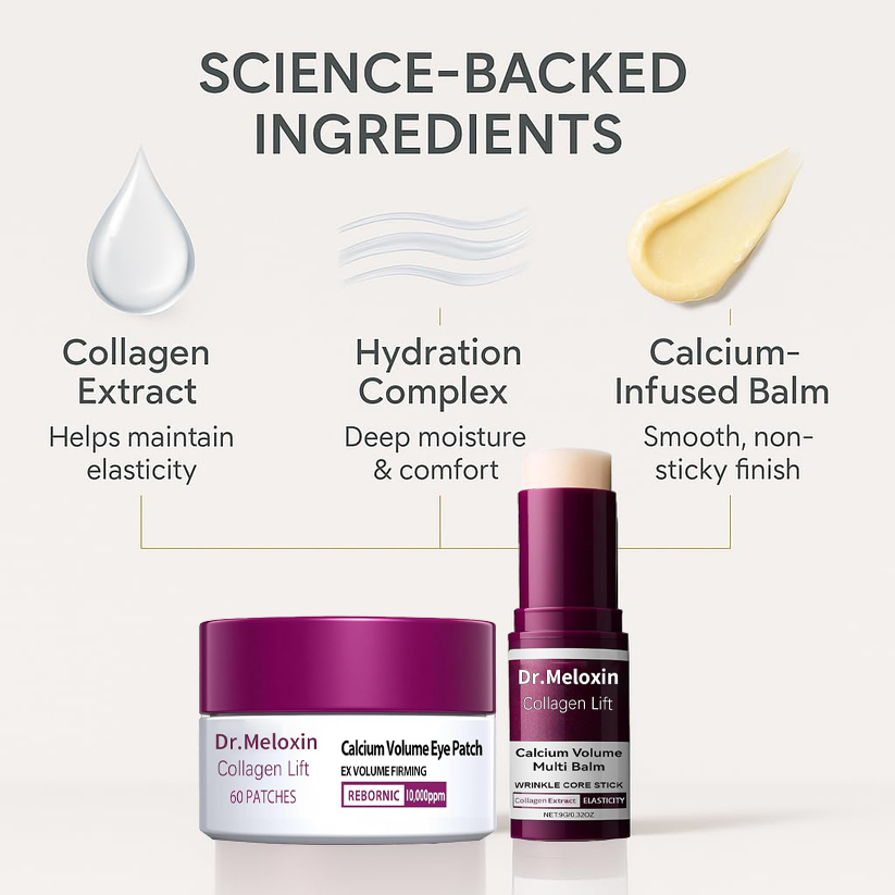 🚵‍♀️[Dr.Meloxin Official] 50% OFF ✨ Collagen Lift Eye Balm Stick + Eye Patch Set | Firming, Anti-Aging, Wrinkle Care