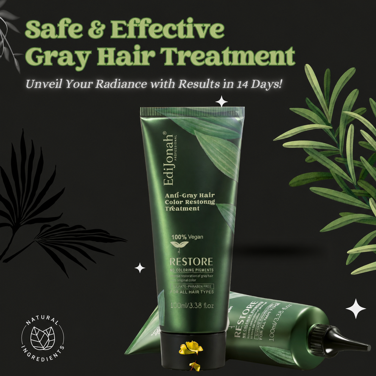 ❤️ EdiJonah® Anti-Grey Hair Restoring Treatment – Naturally Supports Darker, Healthier-Looking Hair & Reduces the Appearance of Grey